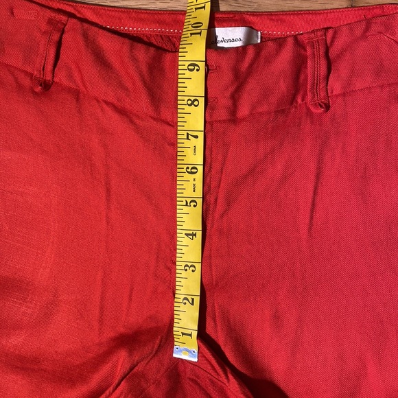 Anthropologie Elevenses Brenton Straight Leg Linen Blend coral red work pants 4 - Picture 12 of 15